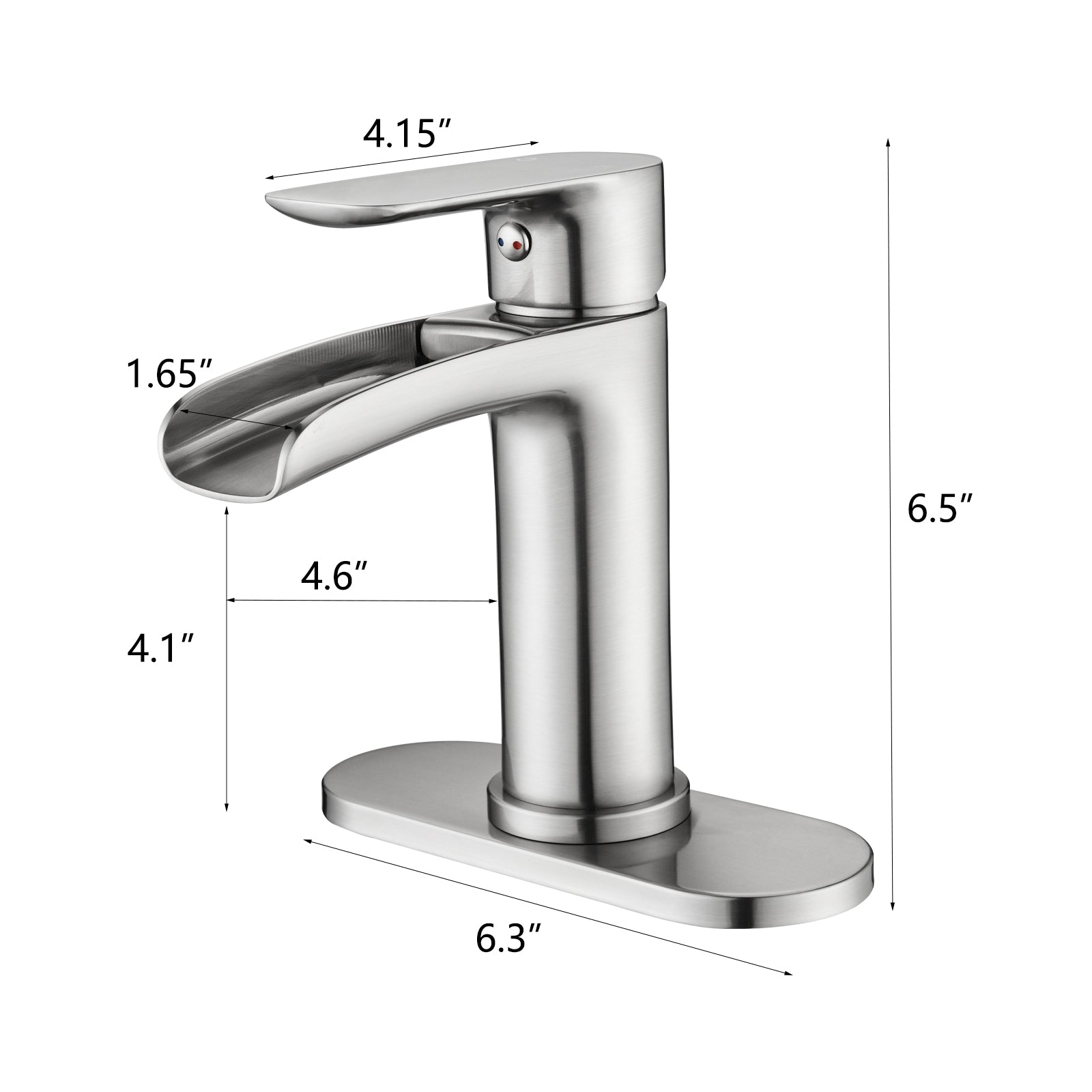 Waterfall Bathroom Faucet Single Handle Bathroom Sink Faucets 1 Or 3 Hole Solid Vanity Faucet With Deck Plate & Overflow Pop Up Drain Brushed Nickel Brushed Nickel Bathroom Nickel Brass