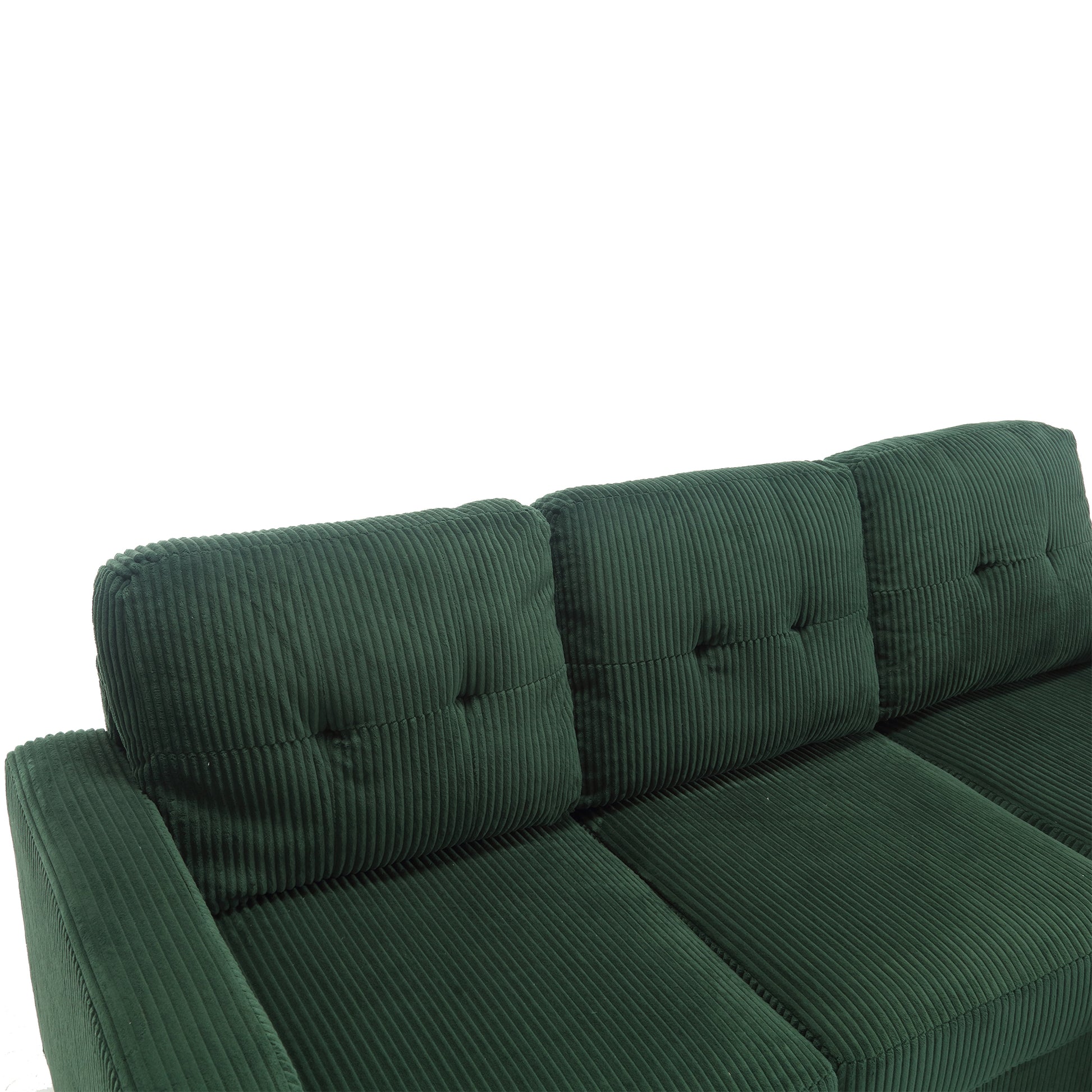 Velvet Sectional Couchl Shaped Sofa With Ottoman For Small Apartment Emerald Velvet 3 Seat