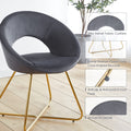 Modern Accent Velvet Chairs Set Of 2 Dining Chairs Single Sofa Comfy Upholstered Arm Chair Living Room Furniture Mid Century Leisure Lounge Chairs With Golden Metal Frame Legs Grey Velvet