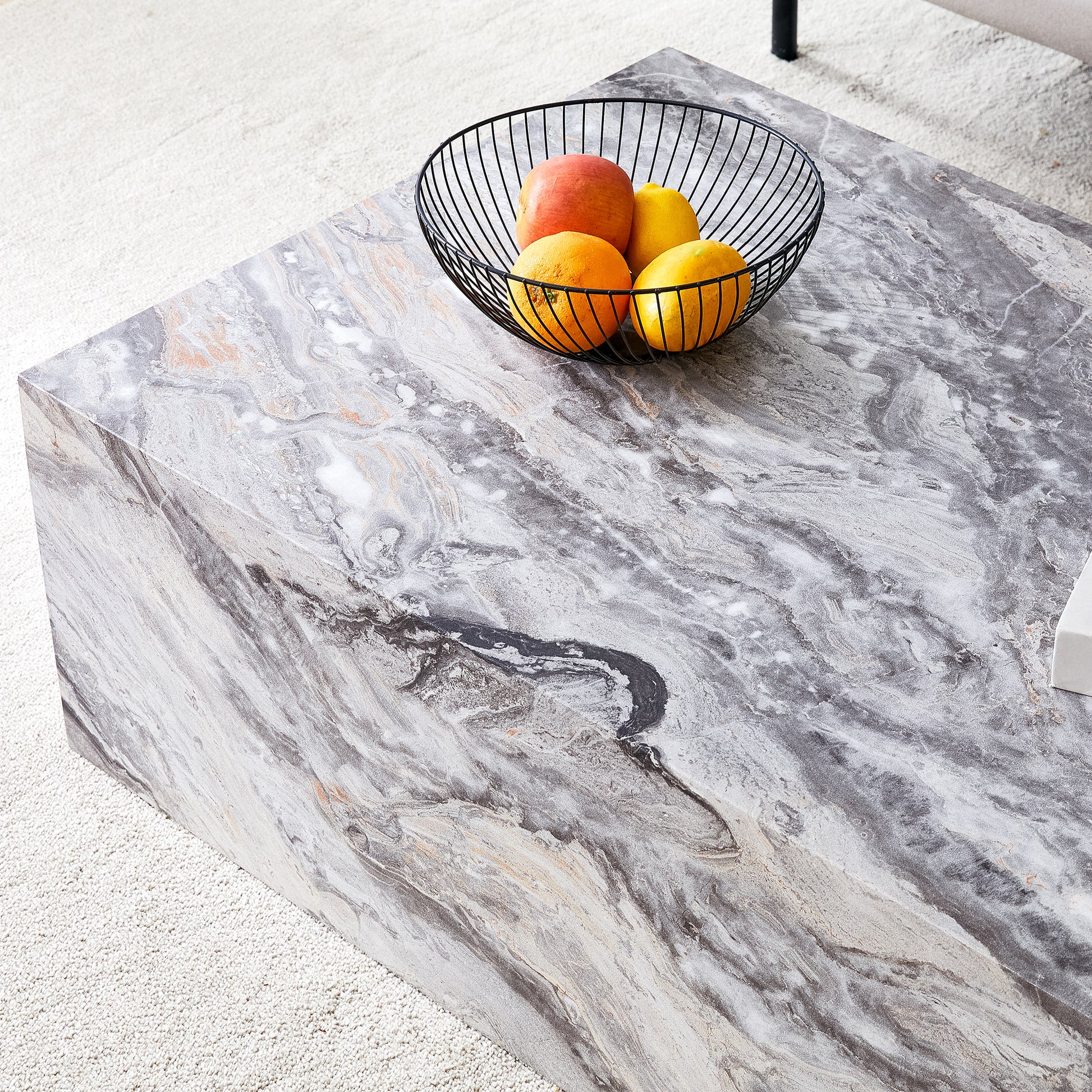 Modern Mdf Coffee Table With Grey Texture Pattern 39.3X23.6X11.8 Inches Stylish And Durable Design Grey Mdf