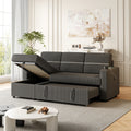85 Inches Corduroy Sofa Bed, 3 Seater Sleeper Sofa With Storage Chaise, Square Handrail With Two Cup Holder And Usb Charge Port, Pull Out Couch For Living Room Dark Grey Corduroy 3 Seat