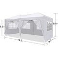 10X20 Ez Pop Up Canopy Outdoor Portable Party Folding Tent With 6 Removable Sidewalls Carry Bag 4Pcs Weight Bag White Metal