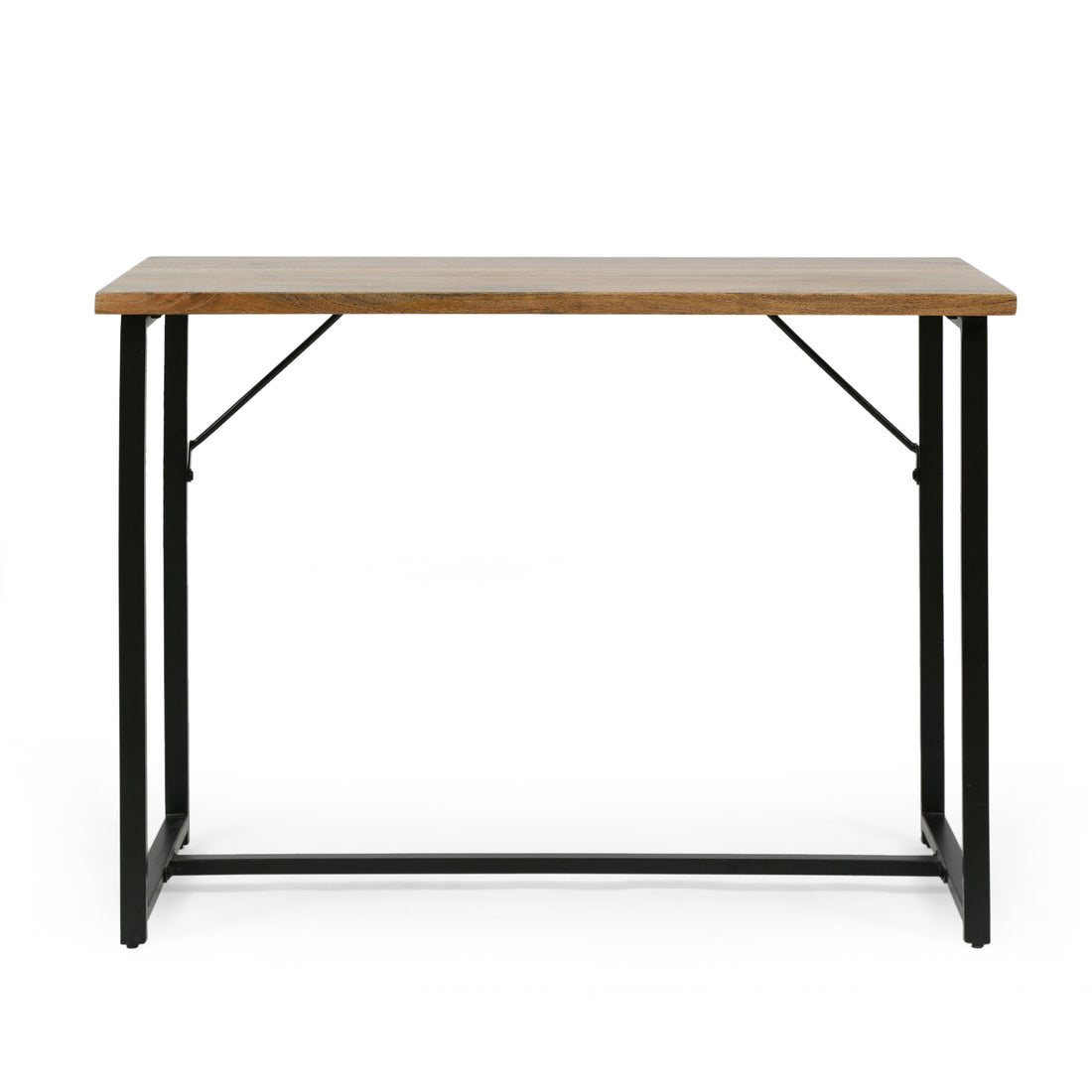 Console Table Brown Wood Stainless Steel