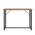 Console Table Brown Wood Stainless Steel