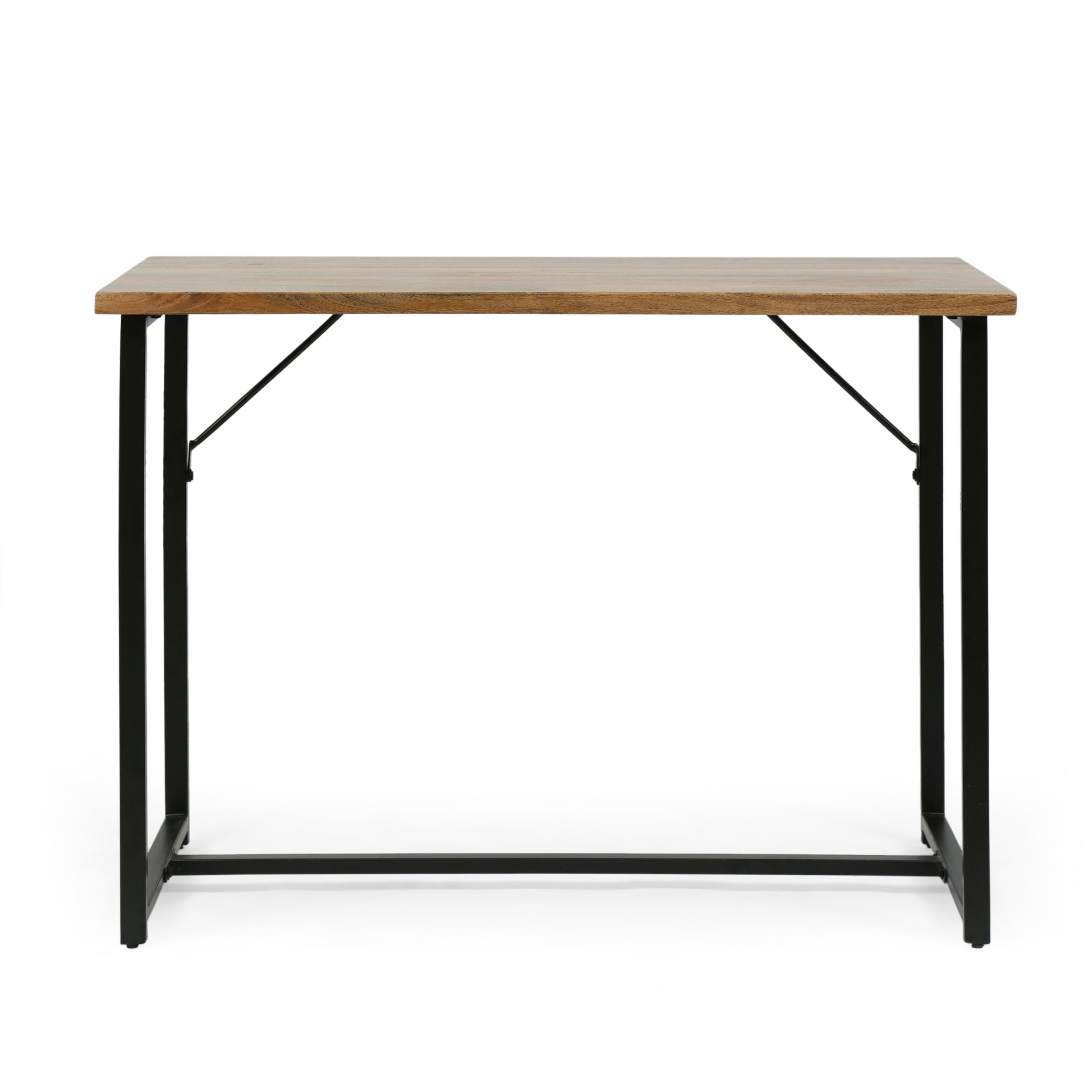 Console Table Brown Wood Stainless Steel