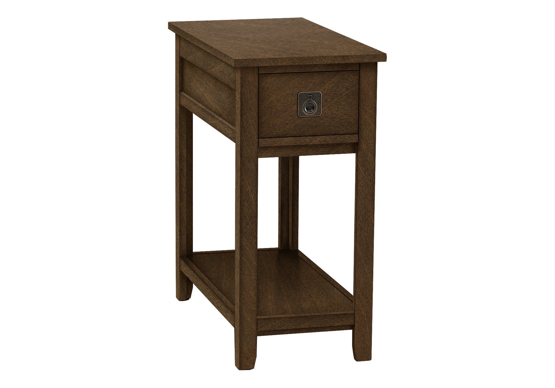 Accent Table, End, Side Table, Nightstand, Bedroom, Narrow, Storage Drawer, Brown Veneer, Transitional Espresso Mdf