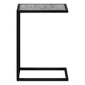 Accent Table, C Shaped, End, Side, Snack, Living Room, Bedroom, Grey Laminate, Black Metal, Contemporary, Modern Grey Metal