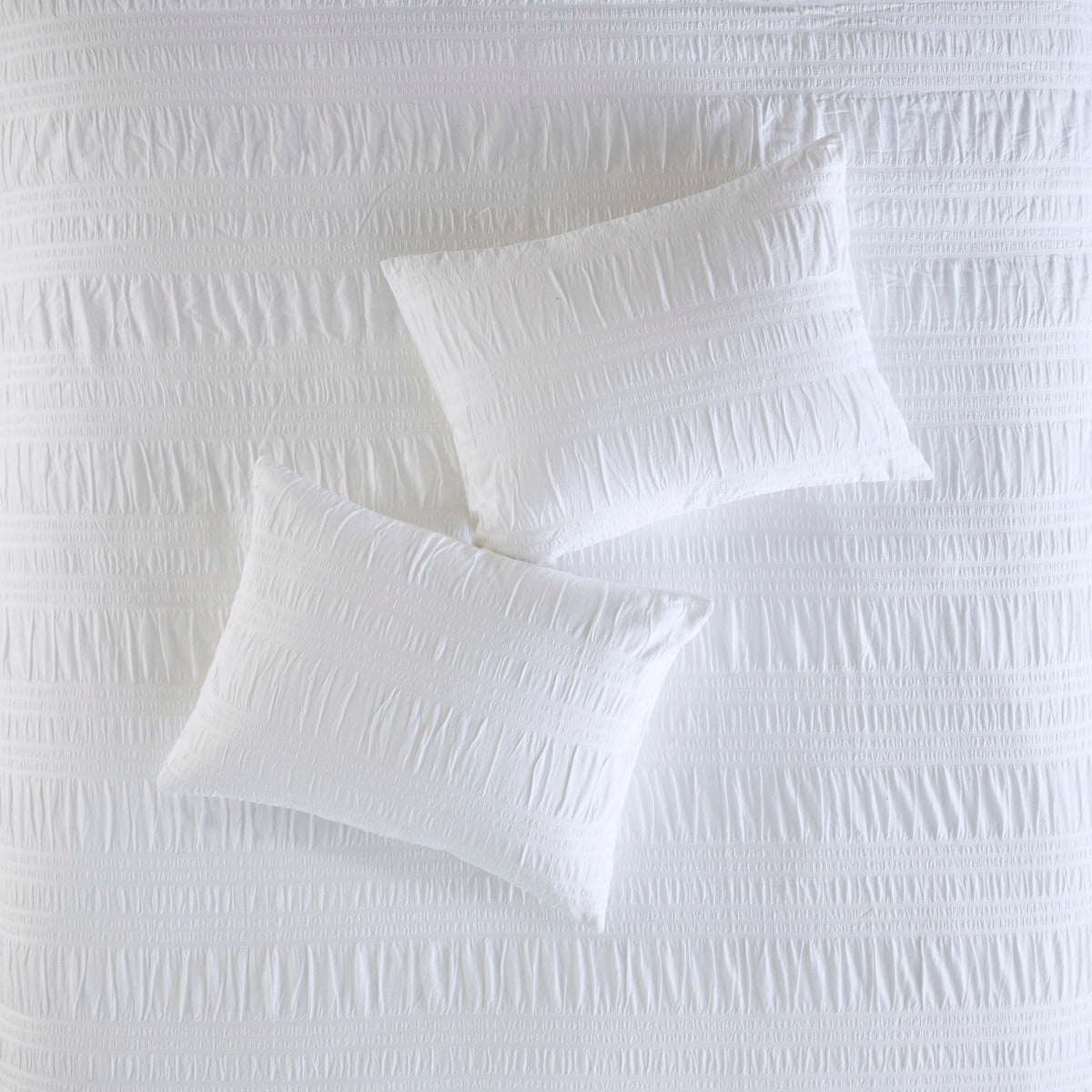 4 Piece Cotton Seersucker Duvet Cover Set King White Cotton