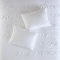 4 Piece Cotton Seersucker Duvet Cover Set Queen White Cotton