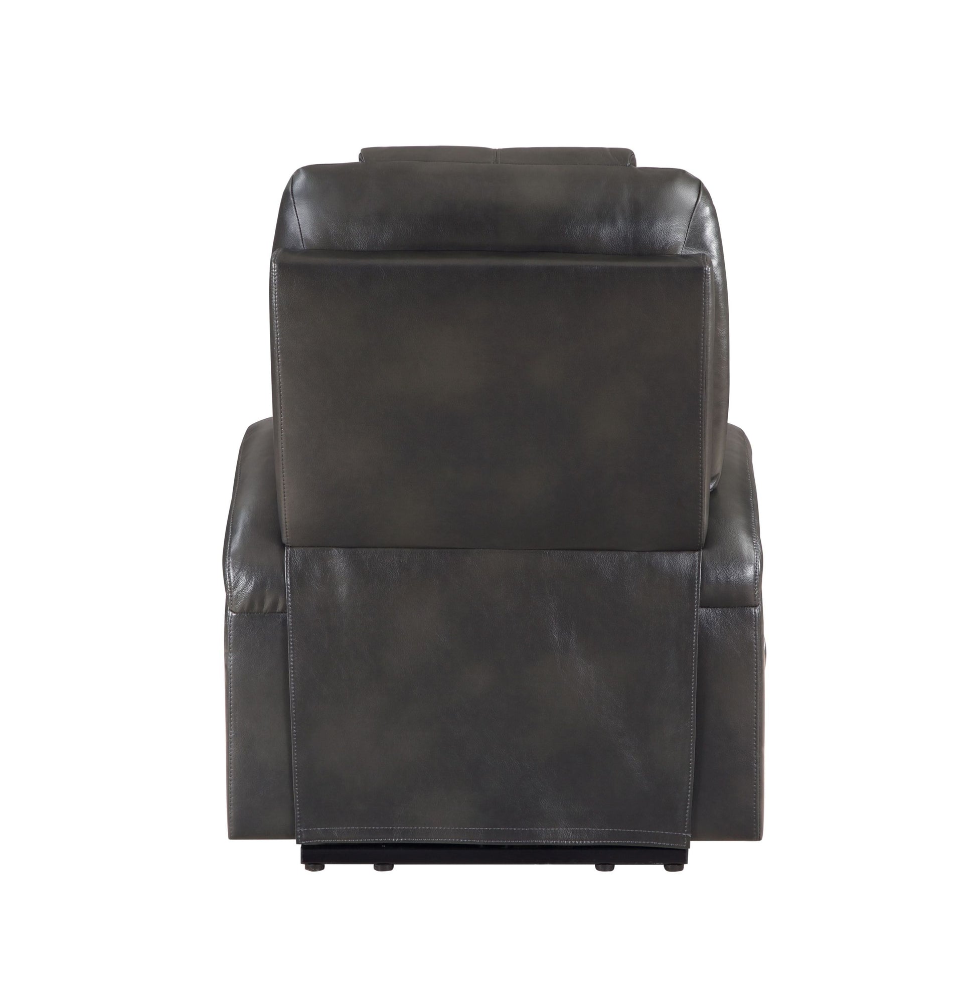 Gunmetal 2 Cup Holder Power Lift Recliner Grey Faux Leather Power Remote Metal Primary Living Space Tight Back Push Button Pillow Top Arms Faux Leather