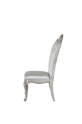 Wooden Side Chairs With Button Tufting, Set Of Two, Cream And White Beige White Wood Fabric