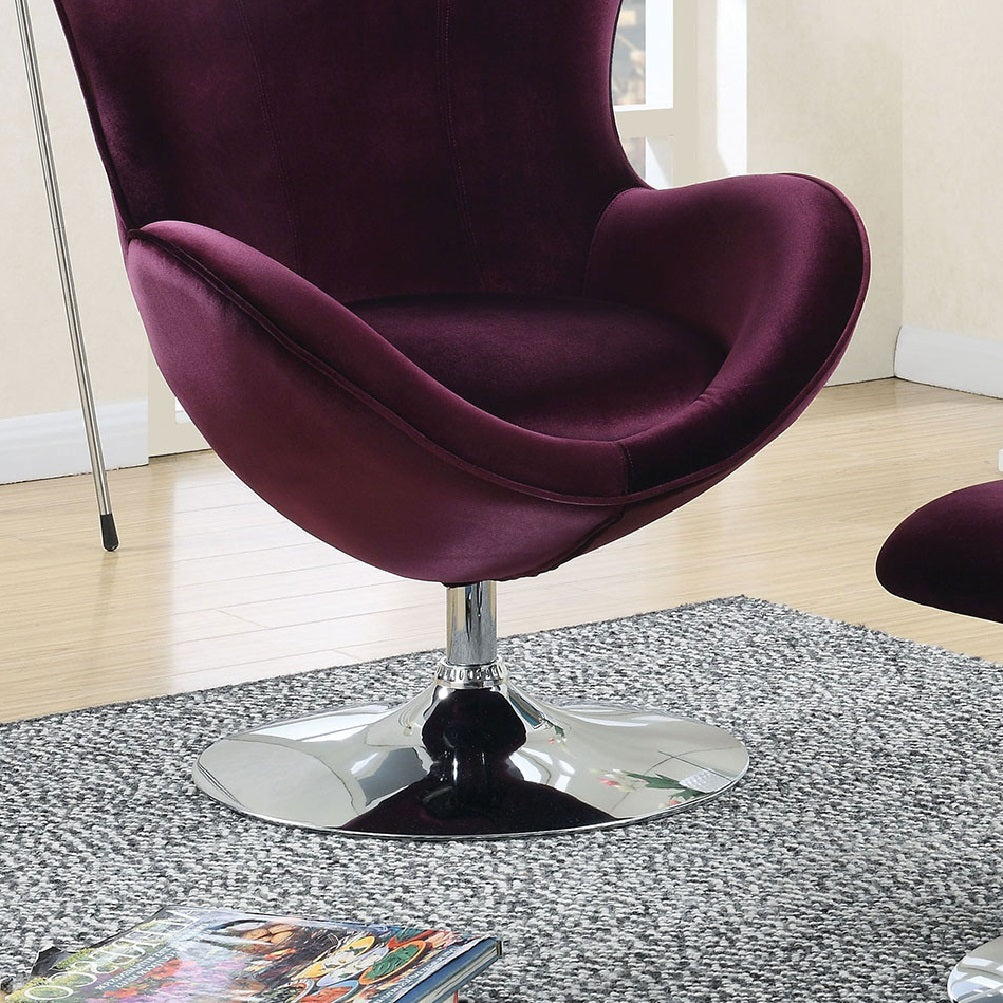 Purple Flannelette Fabric Accent Chair W Ottoman Contemporary Modern Living Room Furniture Chic High Back Chair Purple Primary Living Space Contemporary,Modern Fabric Metal