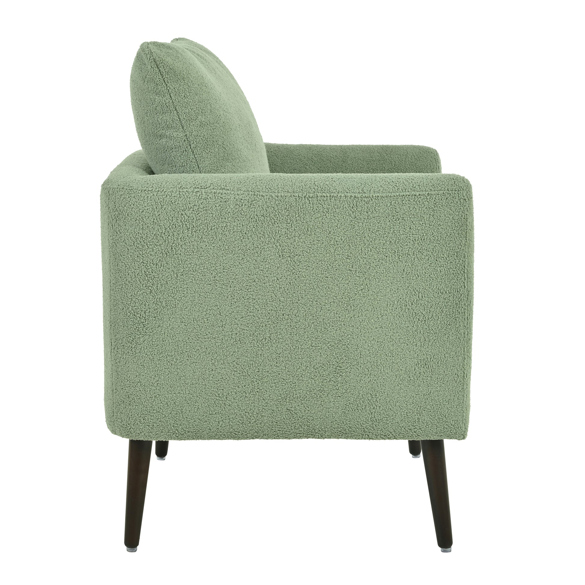 Barrel Chair, Teddy Fabric Accent Chair, Fabric Armchair Club Chair,Upholstered Arm Chair With Solid Wood Legs,Waist Pillow,Padded Single Chair For Living Room Bedroom Study Waiting Room,Green Green