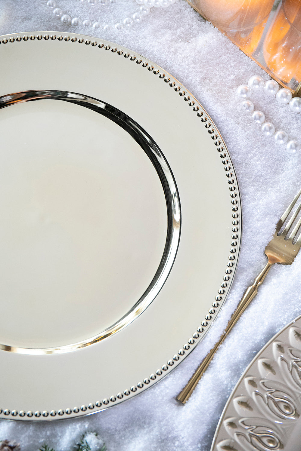 8 Pack Plastic Charger Plate, D13" Silver Polypropylene