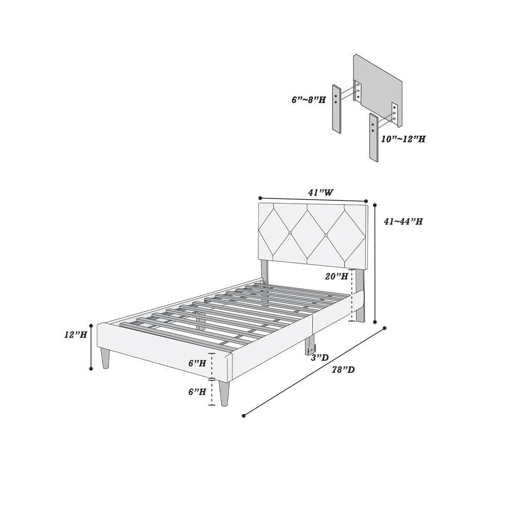 Twin Size Bed W Adjustable Headboard 1Pc Bedframe, Light Pink Velvet Upholstered Youth Bedroom Furniture Box Spring Not Required Twin Light Pink Wood Bedroom Classic,Contemporary,Mid Century Modern,Modern Bed Frame Foam Velvet Particle Board Mdf