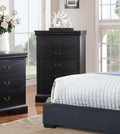 Elegant Bedroom 1Pc Chest Of Drawers Black Color Drawers Tall Chest Plywood Furniture Black Bedroom Contemporary,Modern Pine Solid Wood