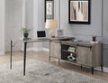 Zakawani Gray Oak & Black Finish Writing Desk With A Cabinet Gray Wood