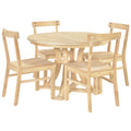 5 Piece Rustic Round Pedestal Extendable Dining Table Set With 15.7