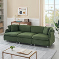 95.3 Inches Velvet Green Two Throw Pillows, Spacious And Comfortable 3 Seat Sofa, Suitable For Modern Living Room. Green Green Teddy 3 Seat