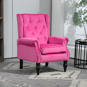 Coolmore Wood Frame Armchair, Modern Accent Chair Lounge Chair With Sturdy Wood Legs For Living Room Bedroom Red Red Foam Velvet