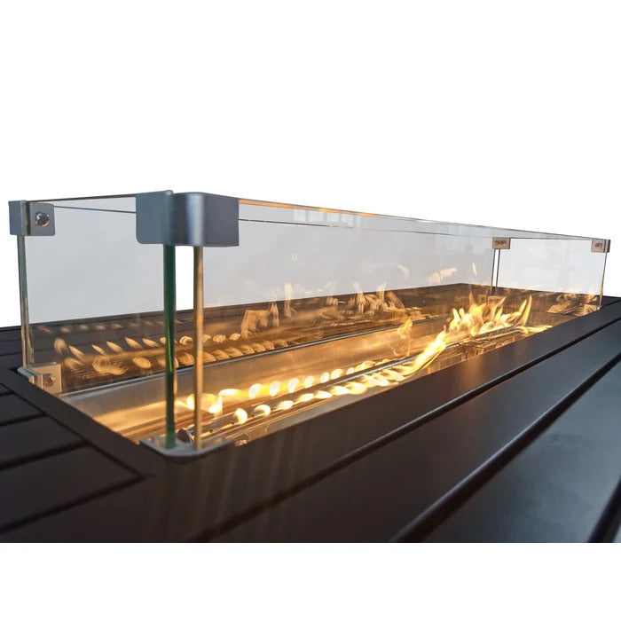 24" H Steel Propane Outdoor Fire Pit Table With Lid Black Steel