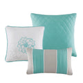 Printed Cotton Sateen Comforter Set Aqua Queen Queen Aqua Cotton