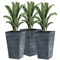 Outsunny Set Of 3 Tall Planters With Drainage Hole, Outdoor Flower Pots, Indoor Planters For Porch, Front Door, Entryway, Patio And Deck, Gray Gray Polypropylene