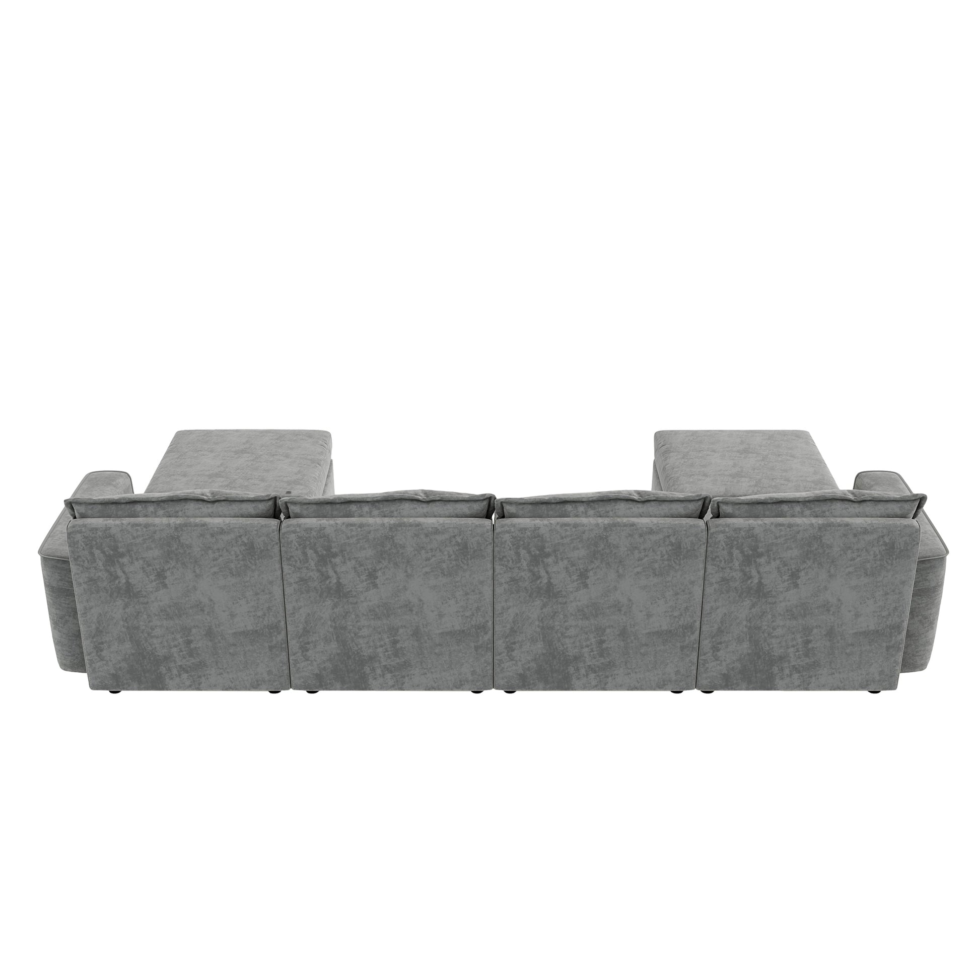 115*58" Chenille Modular Sectional Sofa,U Shaped Reversible Couch,Free Combination,6 Seat Sleeper Sofa Bed With Ottoman,Convertible Oversized Indoor Furniture For Living Room,Gray Gray Chenille 6 Seat