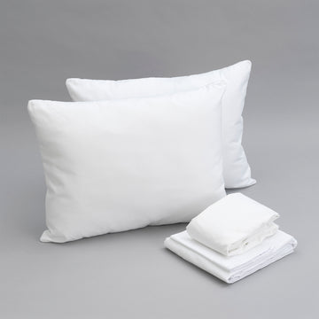 Essentials Bedding Bundle King: Pillows, Sheet Set, Mattress Protector King White Cotton