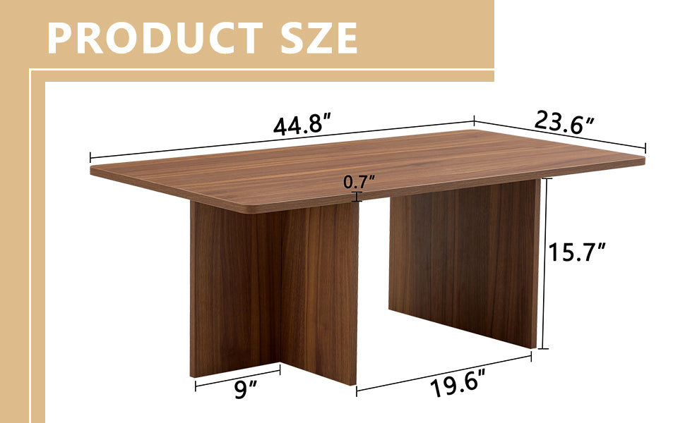 44.8 Inch Walnut Wood Grain Mdf Coffee Table Modern Luxury, Stable Triangular Support.The Coffee Table Is Made Of Medium Density Fiberboard Material And Is Suitable For Living Rooms, Bedrooms,Etc.