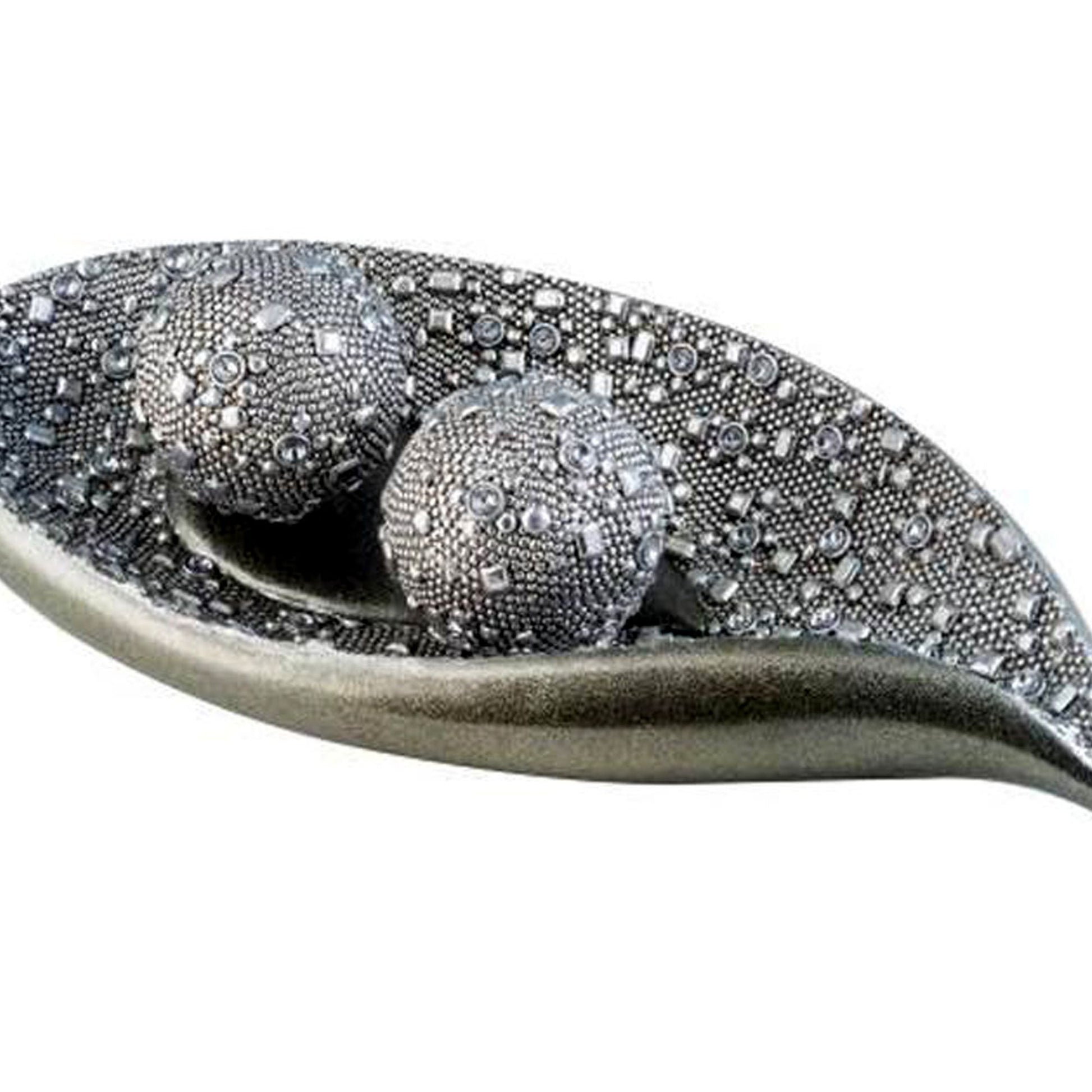 19.5" Long Polyresin Decorative Bowl" Twilight" With Silver Finish Silver Polyresin