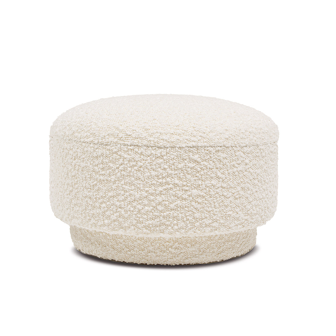 Fuji 15" Mushroom Footstool Ottoman, Ivory White Boucle White Foam Boucle