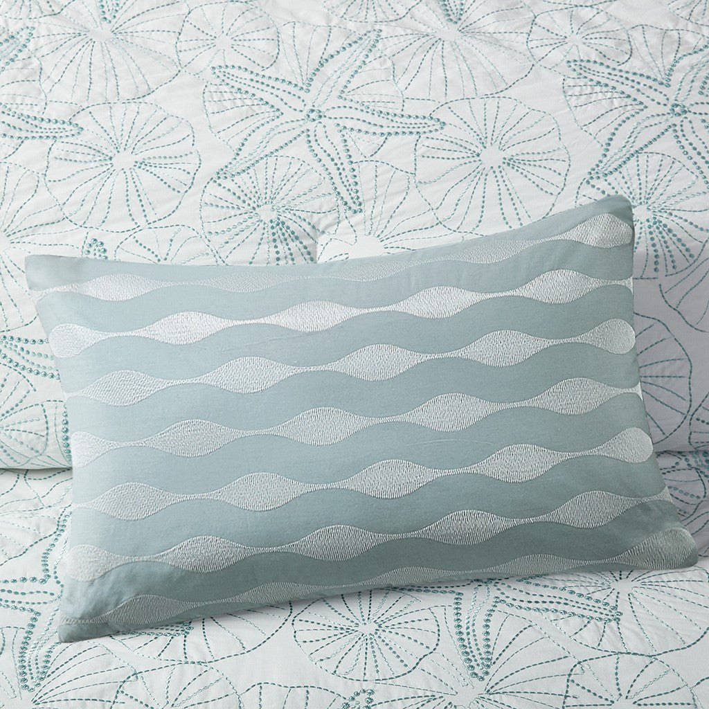 Oblong Pillow Blue 12X20" Blue Cotton