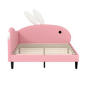 Full Size Upholstered Rabbit Shape Daybed, Sofabed With Rabbit Ear Headboard, Pink Full Pink Pu