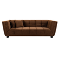 Wks13 Mid Century Modern Style: Camel Sofa Simple, Small Square Design, Velvet Fabric Texture Smooth, Retro Fashion, Solid Wood Feet, 2 People Design Camel Retro Broadcloth Pleat 2 Seat