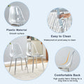 A Modern Minimalist Style Round Transparent Tempered Glass Table, Silver Metal Legs, Paired With 4 Modern Style Transparent Dining Chairs,Bringing A Luxurious Experience. Transparent Seats 4 Glass