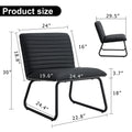 Black Minimalist Armless Sofa Chair With Pu Backrest, Paired With Black Metal Legs, Suitable For Offices, Restaurants, Kitchens, And Bedrooms Black Metal