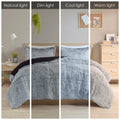 Shaggy Long Fur Comforter Mini Set King Grey Polyester