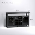 Storage Buffet Cabinet Sideboard Tv Console With Glass Doors, Black Black Dining Room Adjustabel Shelves Mdf Glass