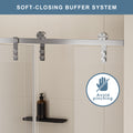 60 In. W X 76 In. H Frameless Soft Closing Shower Door, Single Sliding Shower Door, 5 16