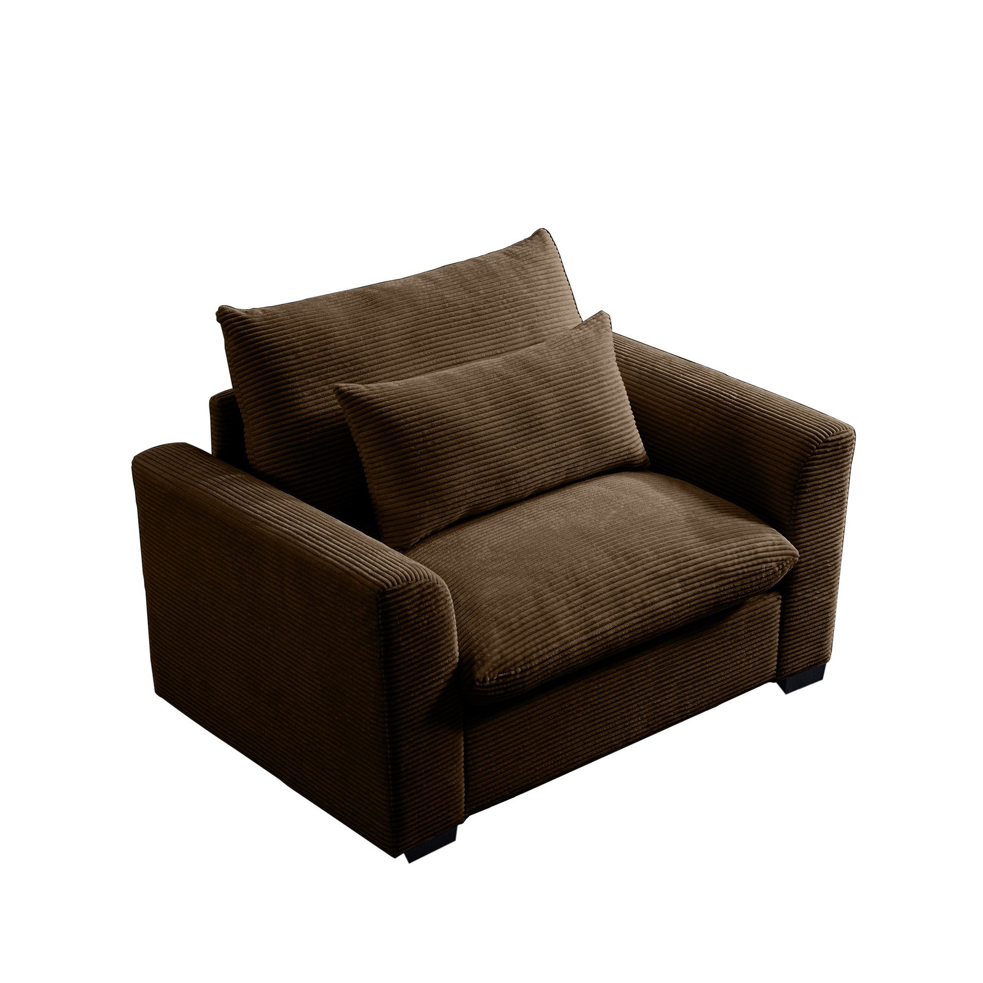 Brown Corduroy Deep Seat Single Sofa Accent Chair,Deep Seat Couch With Waist Pillow For Living Room Apartment Office Brown Corduroy 1 Seat