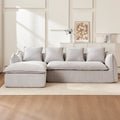 Sofa Deep Seat Sofa 3 Seater For Living Room Oversized Comfy Sofa L Shape Sofa Couch With Chaise Home Furniture Sleeper Sectional Sofa For Apartment, Office Left Hand Facing Grey Foam 3 Seat