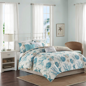 7 Piece Cotton Sateen Comforter Set Aqua King King Aqua Cotton