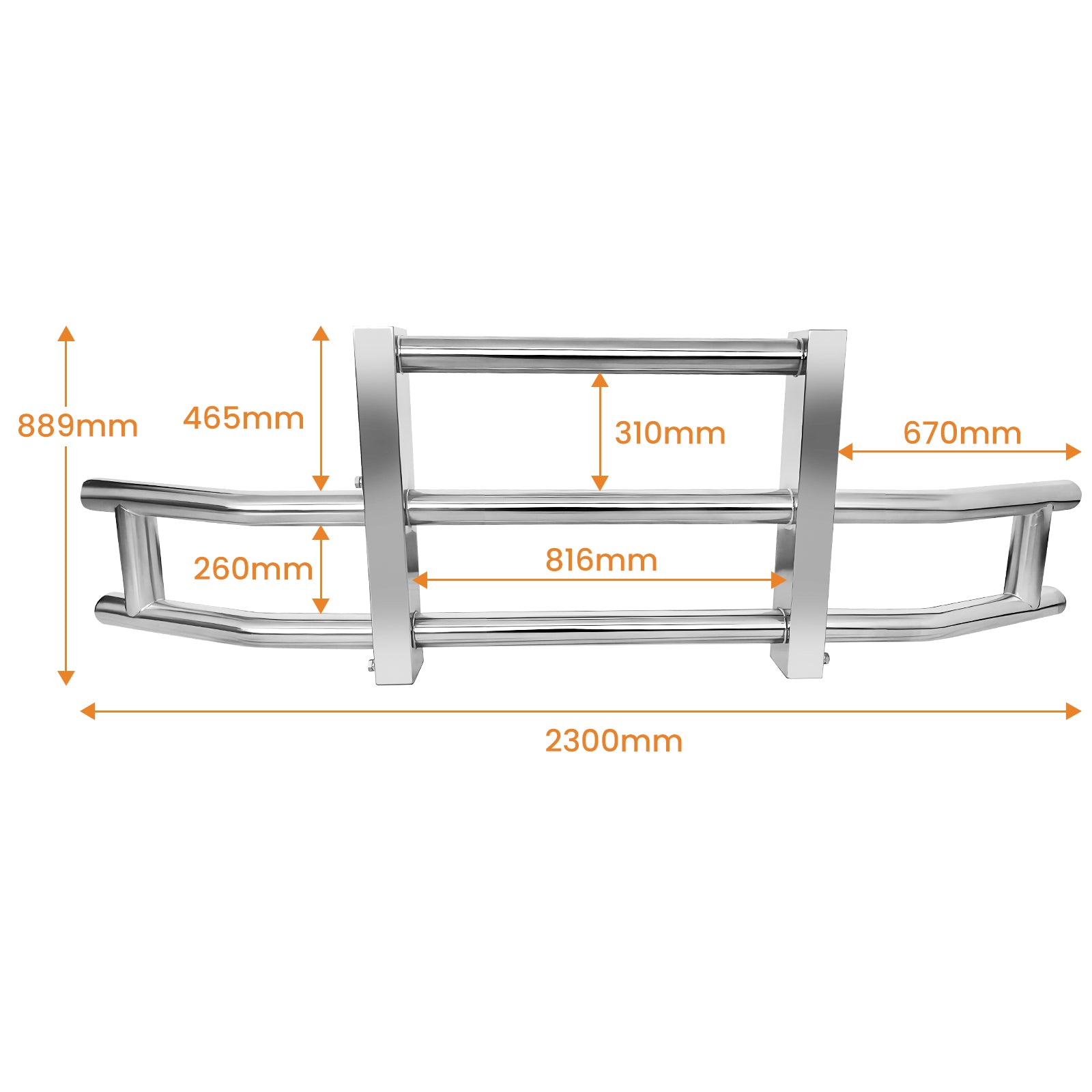 Stainless Steel Deer Guard Bumper For Kenworth T680 2022 With Brackets Chrome Stainless Steel