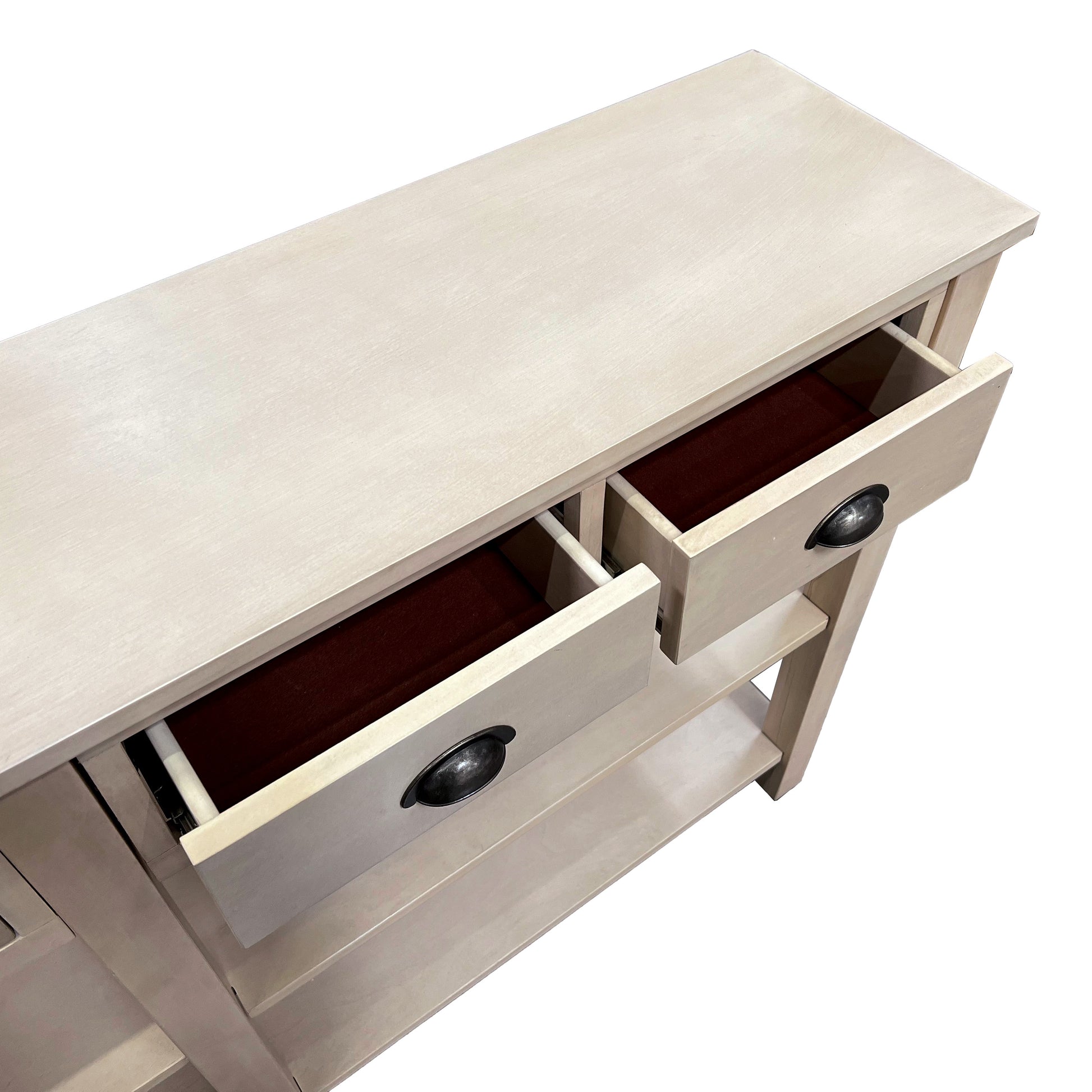 Cream 4 Drawer Console Table With 2 Shelf Cream Primary Living Space Transitional Drawers Rectangular Mdf