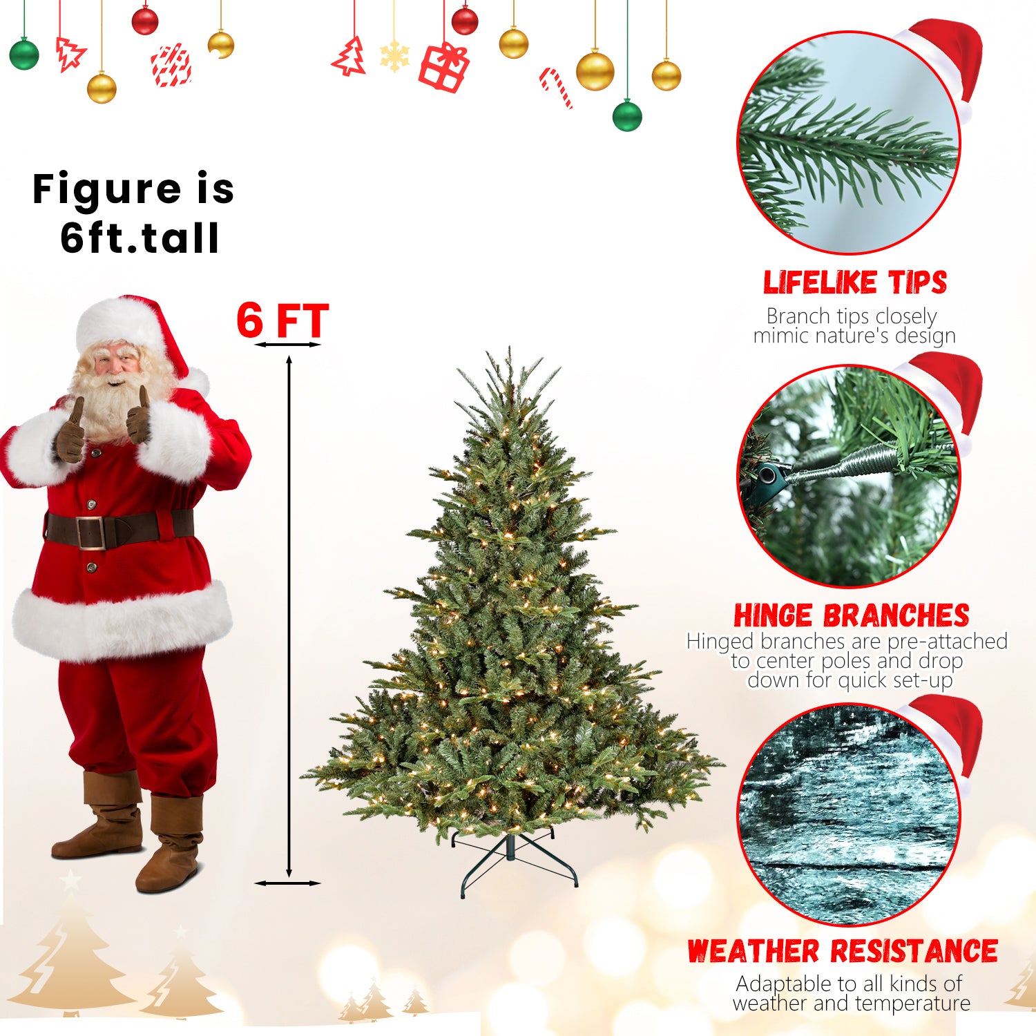 7Ft Christmas Tree Simulate Nature Advanced Materials Premium Hinged Spruce Artificial Douglas Firs Tree, Christmas Holiday Party Atmosphere Decoration Year Celebration Pe Pvc Xmas Tree Green