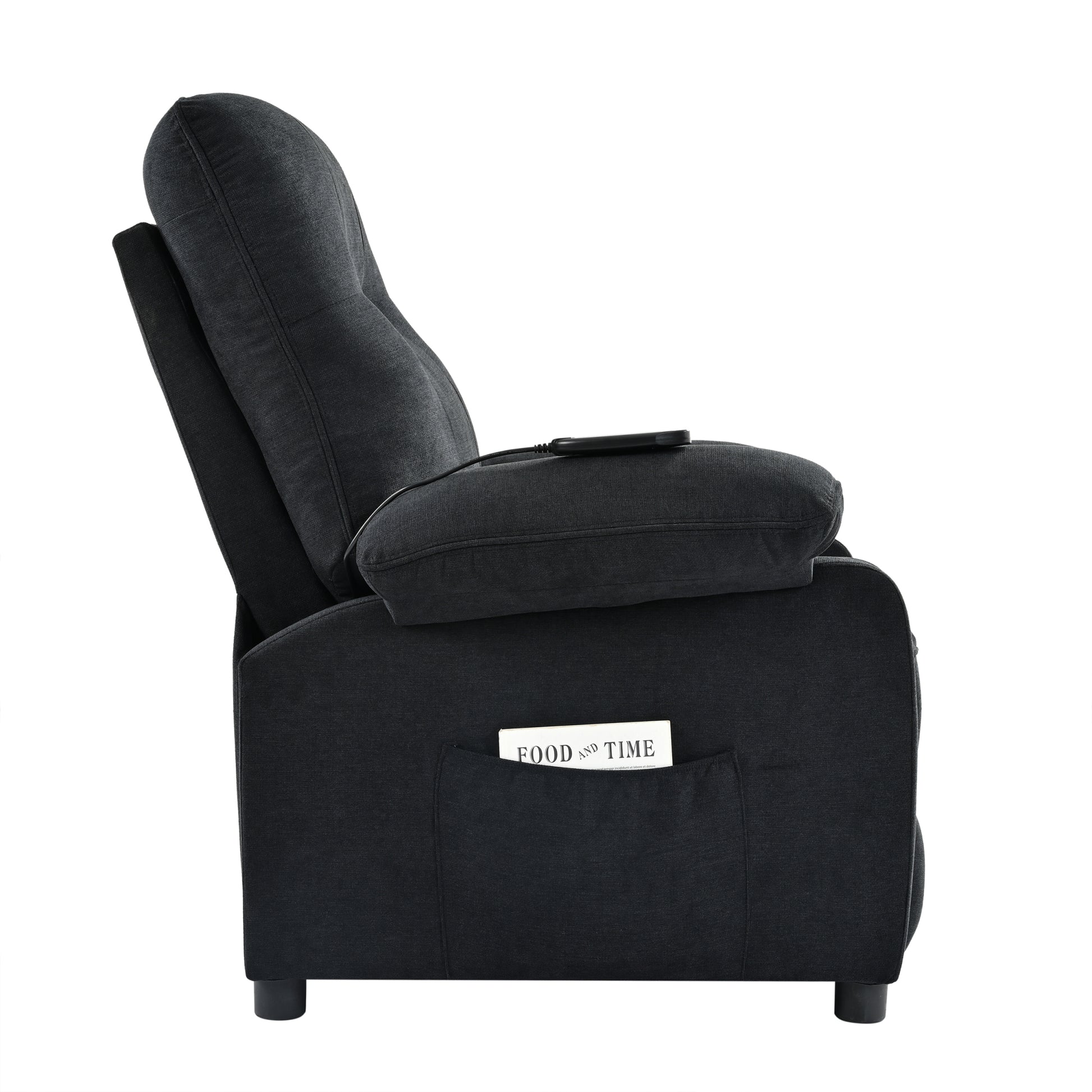 Recliner Chair With Message And Heater, Recliner Chair For Adult, Manual Control Message Chair Black Steel