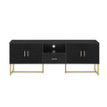 Modern Tv Stand For Tv Up To 70 Inches,Tv Cabinet With 1 Drawer, 2 Cabinets And Metal Legs, Handles And Anti Tip Device For Living Room Black 70 79 Inches Mdf