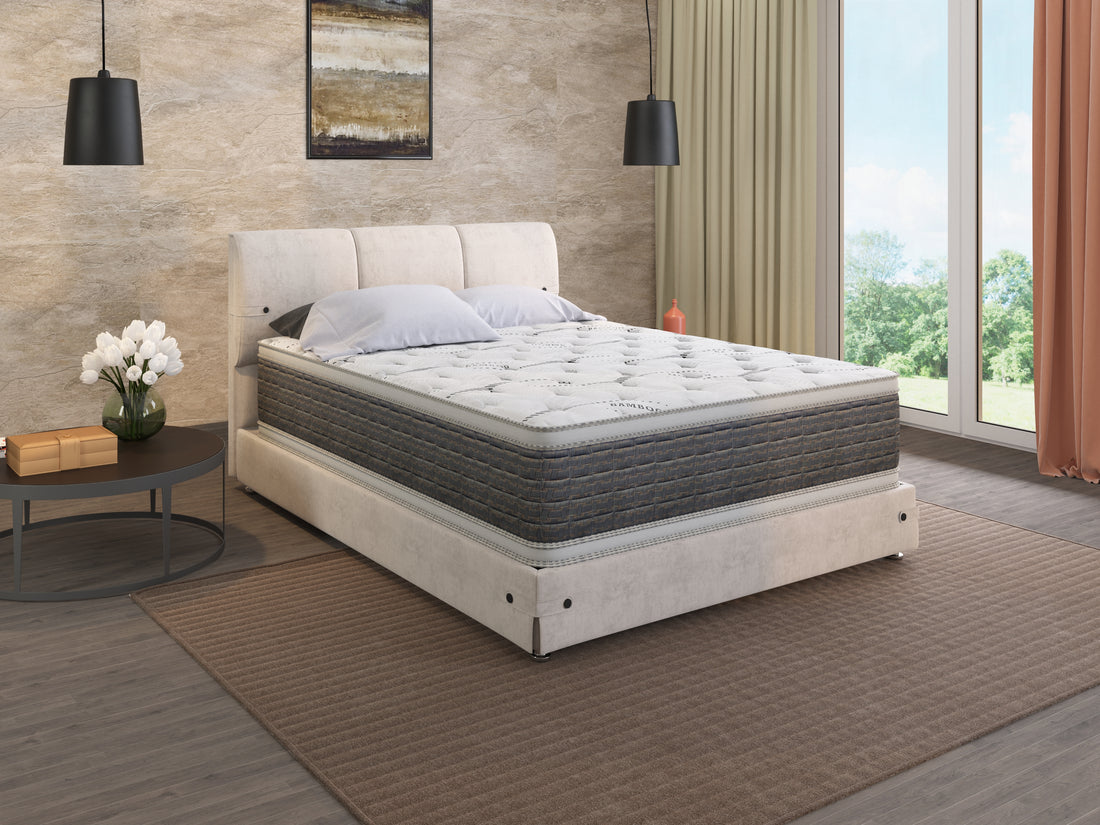 14.5" Dream Flex Two Sided Pillow Top King Mattress White Gray Bamboo Foam Spring King