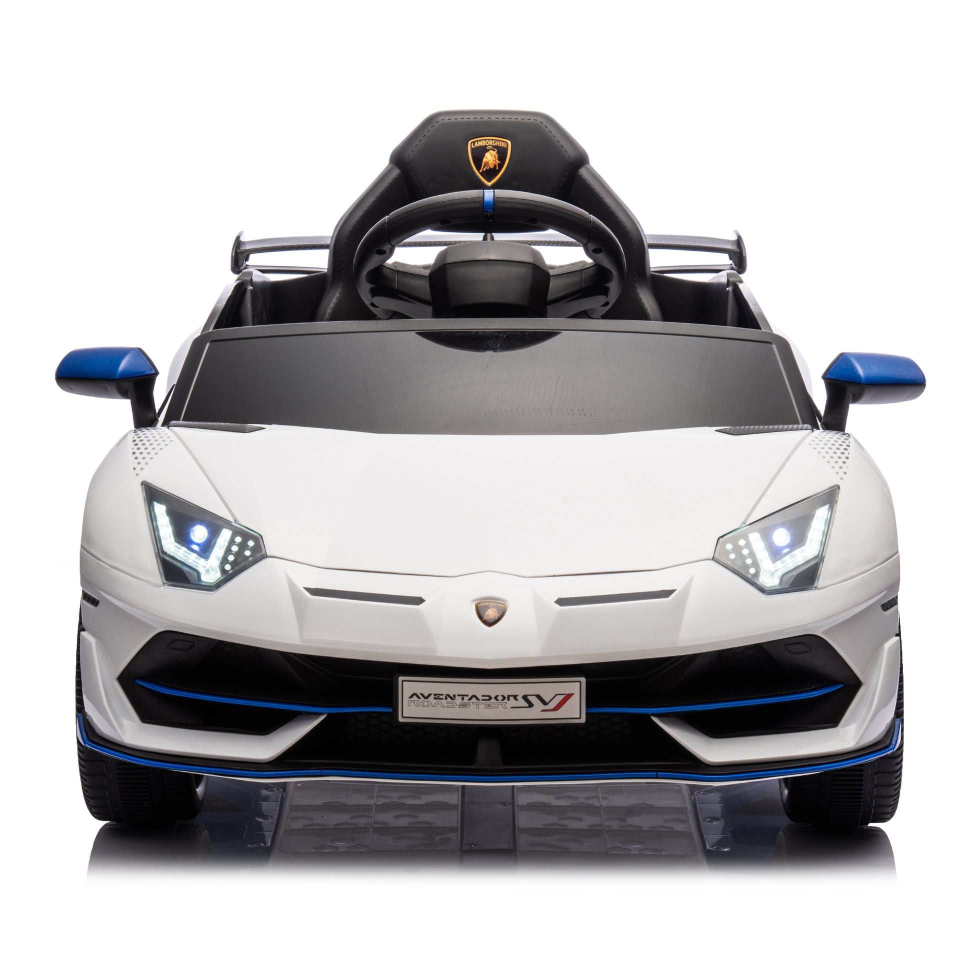 12V Kids Ride On Car W Parents Remote Control,Licensed Lamborghini Aventador Xago,Hydraulic Pressure Door,Slow Start,Early Education,Bluetooth,Adjustable Volume,Mp3,Usb,Led Lights For Kids Aged 3 8. White 50 99 Lbs Polypropylene